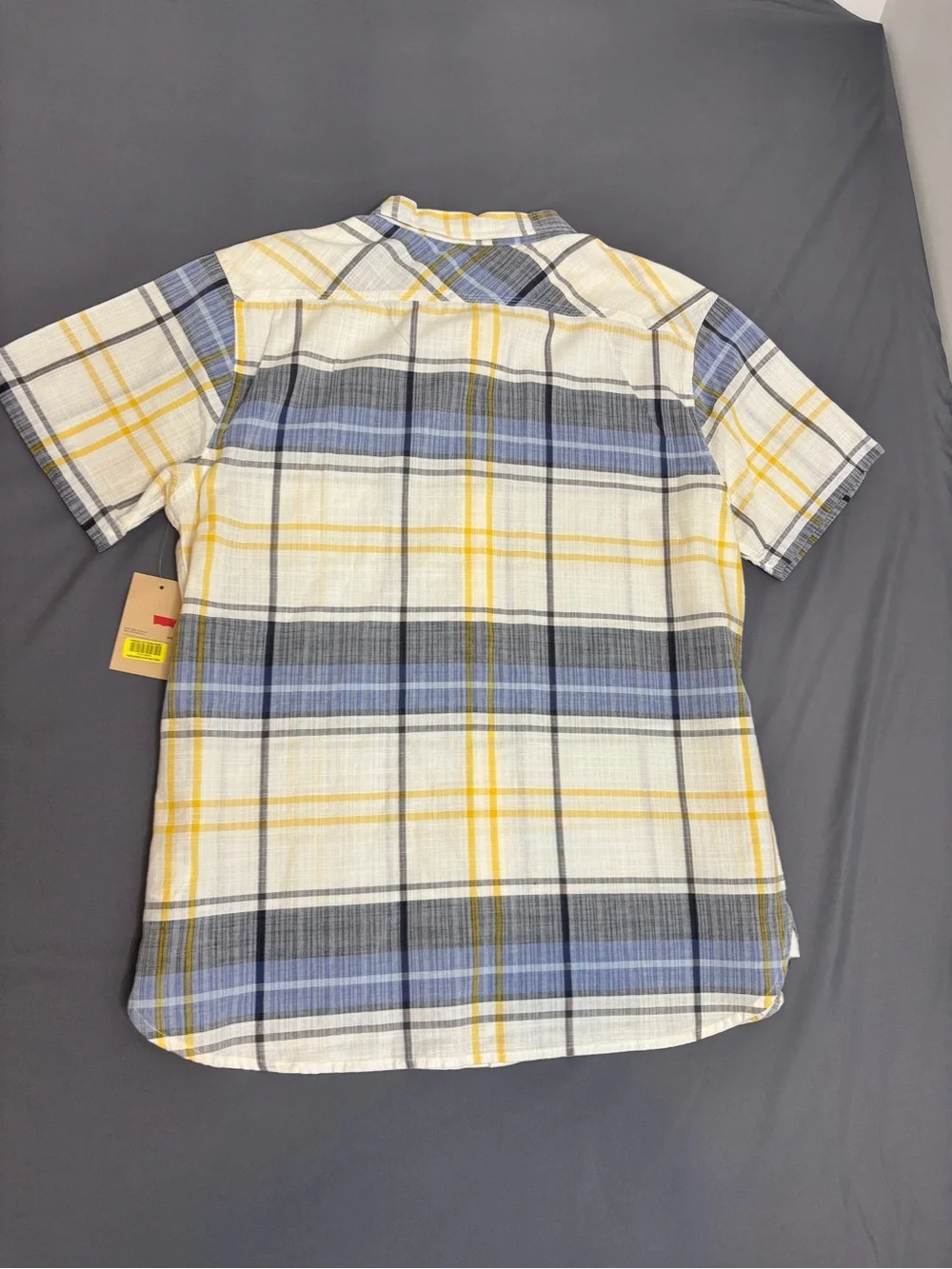 Levi's XXL Plaid Short Sleeve Button Front Shirt NWT Blue Yellow White Americana